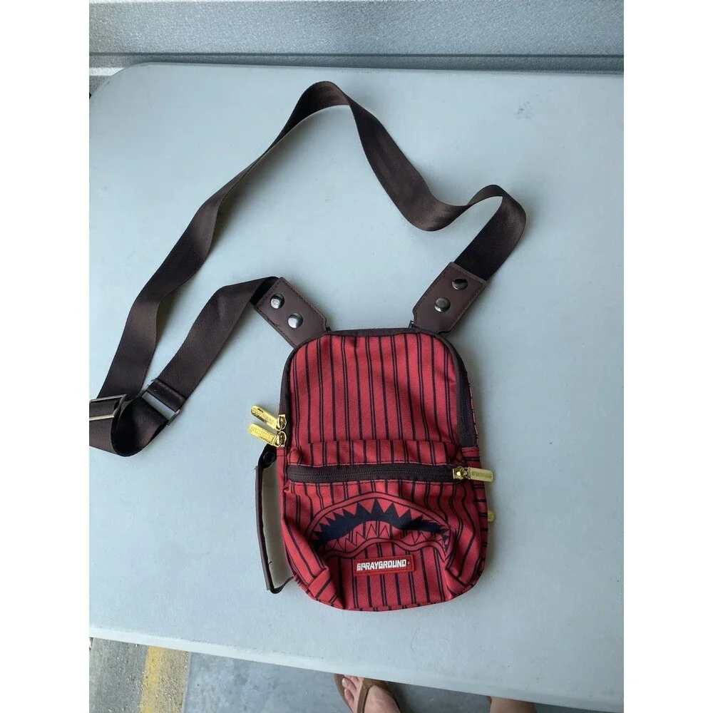 Sprayground Red Pinstripe Shark Teeth Crossbody Bag Shoulder Strap 910B1806NSZ